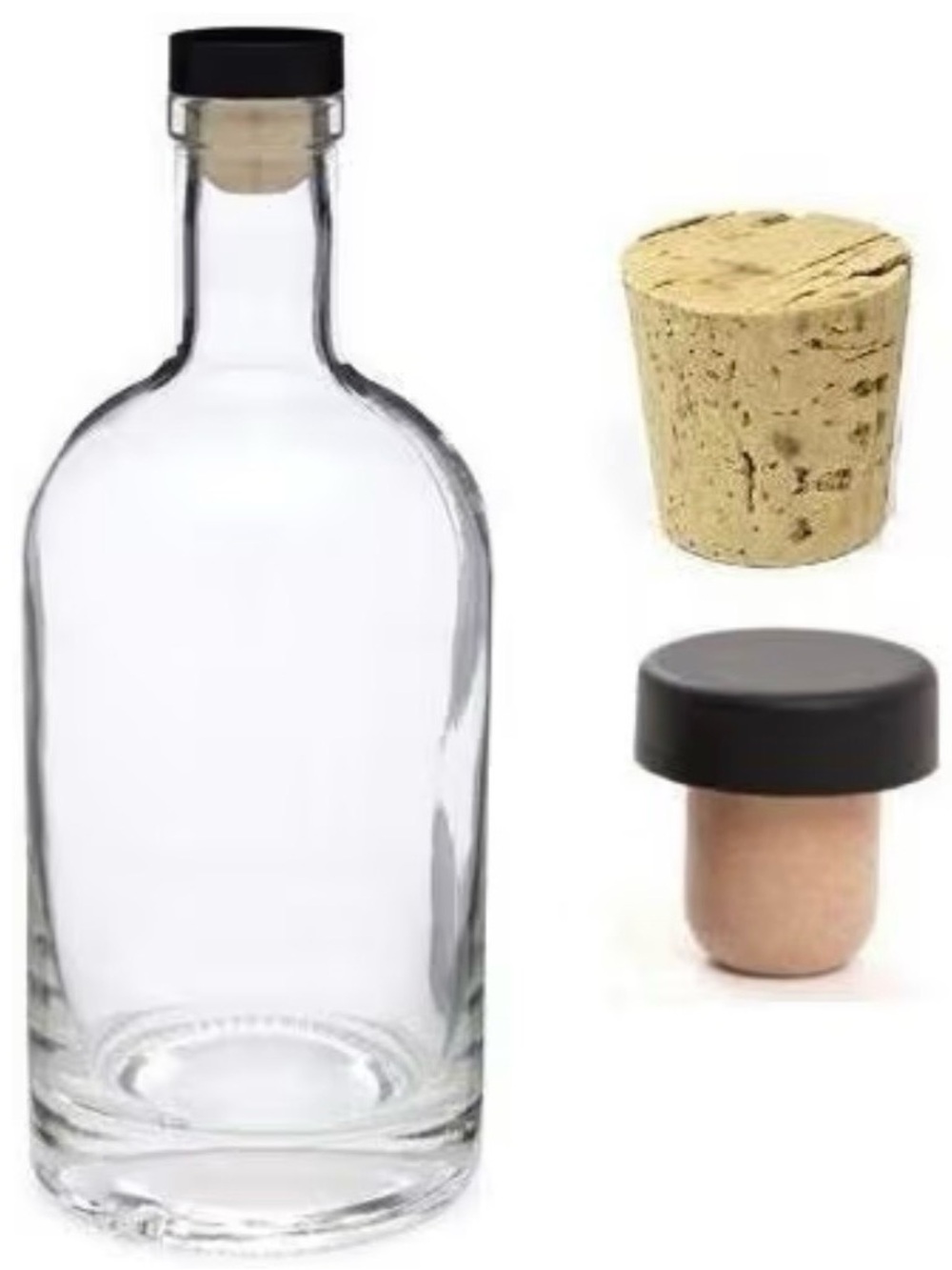🥃 Clear Glass Bottle with Black Top Cork - Versatile Bar & Dining Accessory